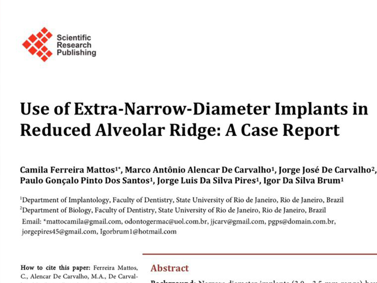 Use of Extra-Narrow-Diameter Implants in Reduced Alveolar Ridge