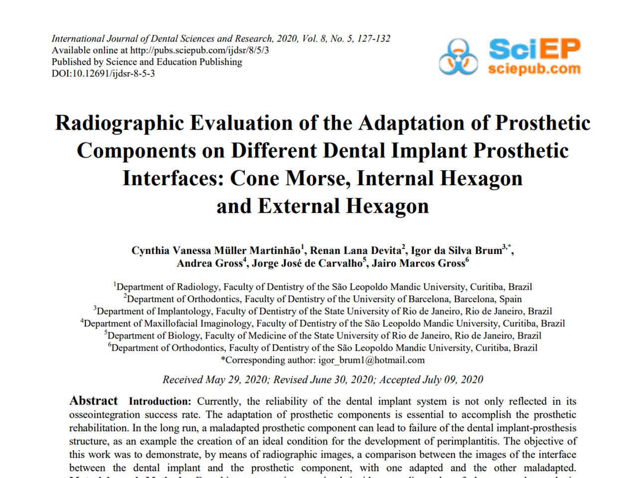 Radiographic Evaluation of the Adaptation of Prosthetic